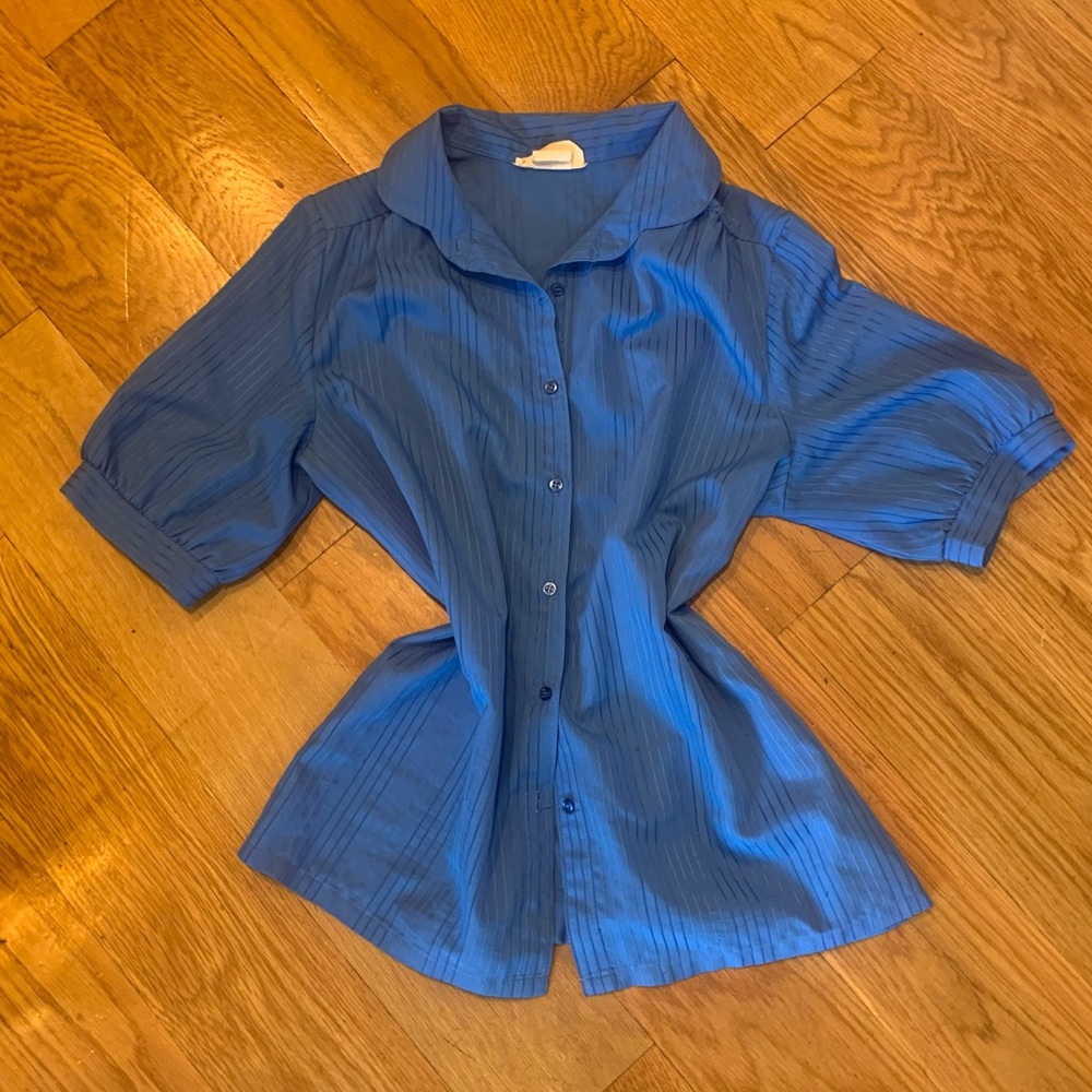 Vintage Blue Short Sleeve Button Up